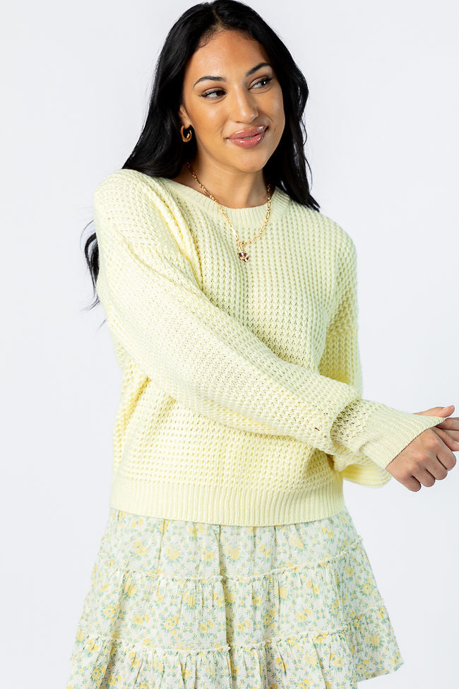 Match My Mood Yellow Textured Crew Neck Sweater Clearance Perfect