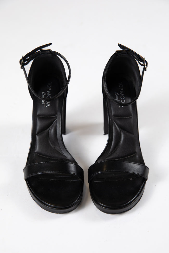 Shivani Black Leather Heels SALE Reliable For Sale