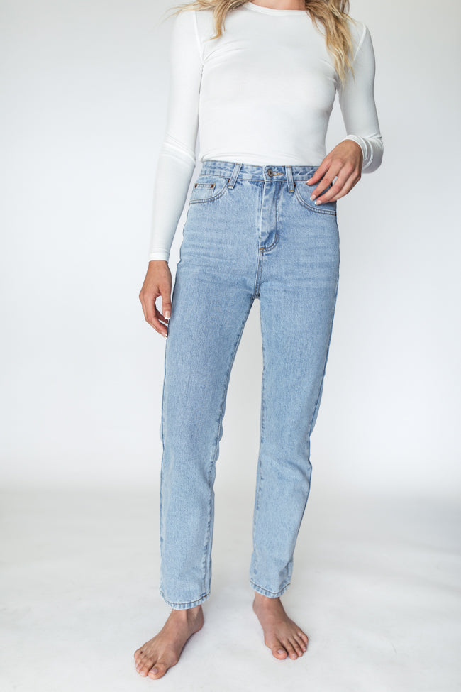 Megan Light Wash Straight Leg Mom Jeans Many Kinds Of Cheap Pice