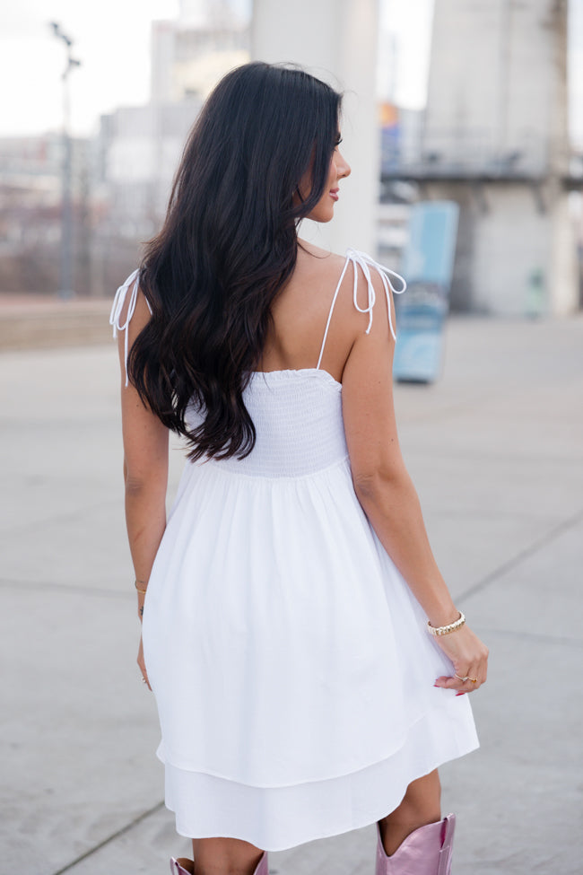 Small Town Roots White Woven Dress Sale With Credit Card