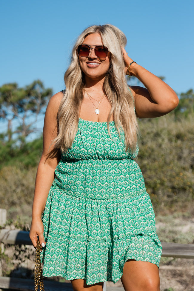 As Free As The Ocean Green Printed Babydoll Dress FINAL SALE Outlet Popular