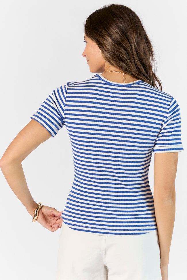 In Reach Navy Ribbed Knit Stripe Tee Pay With Visa For Sale