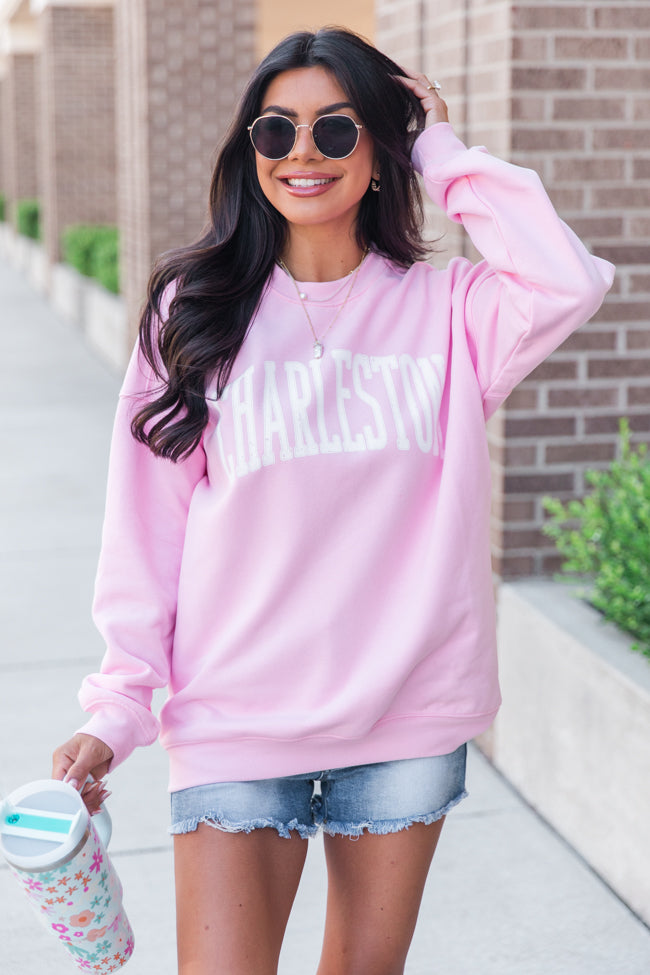 Charleston Block Light Pink Oversized Graphic Sweatshirt Outlet Low Pice Fee Shipping