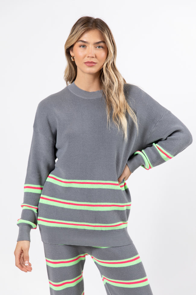 Seeing Stripes Pink and Green Striped Sweater SALE Free Shipping Buy