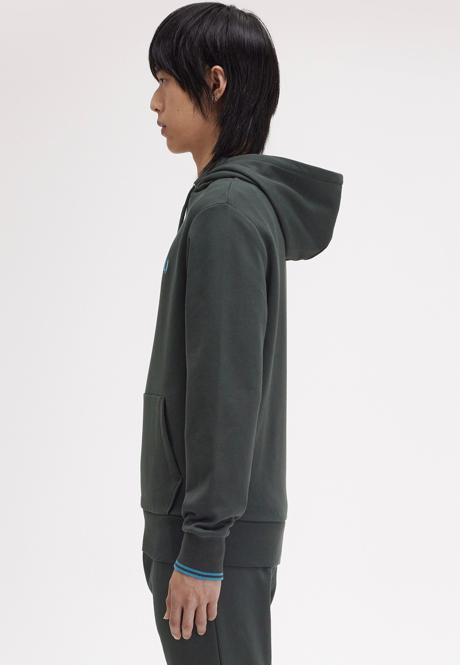 Fred Perry - Tipped Hooded Night Green/Runaway Bay Ocean - Hoodie Purchase Sale Online