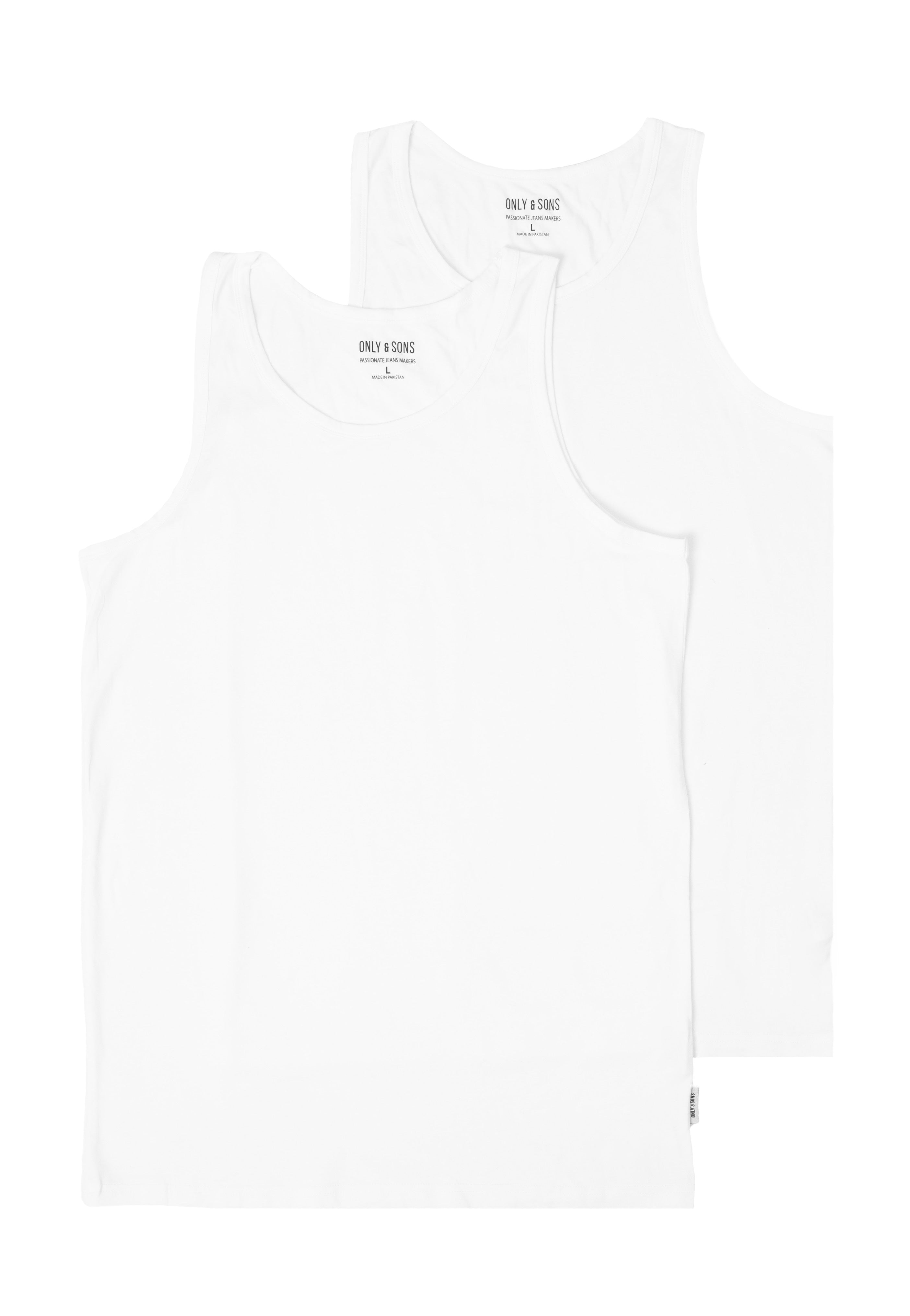 Only & Sons - Theo Reg Bamboo Pack Of 2 White - Tank Discount Brand New Unisex