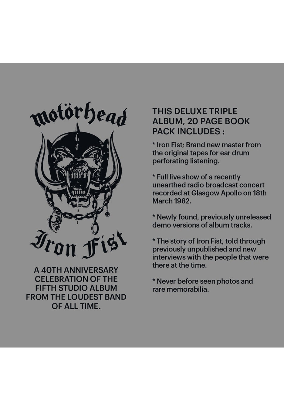 Motrhead - Iron Fist (40Th Anniversary Edition) - 3 Vinyl Cheap Wholesale