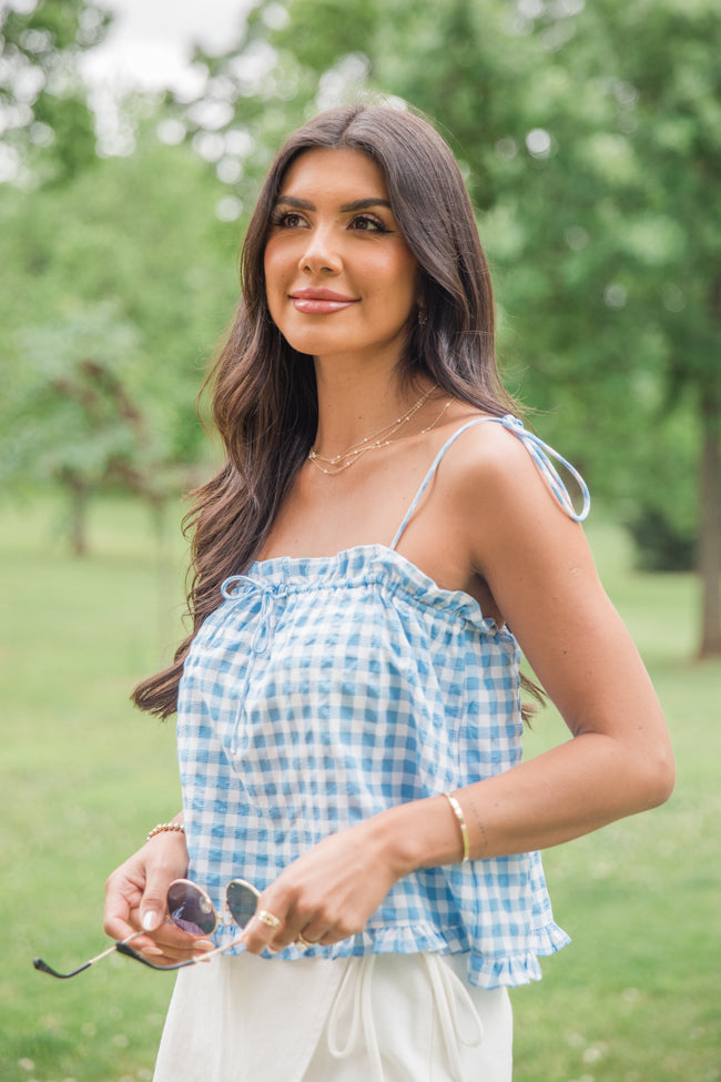 Feels Like Summer Blue Gingham Tank FINAL SALE 2025 Cheap Pice