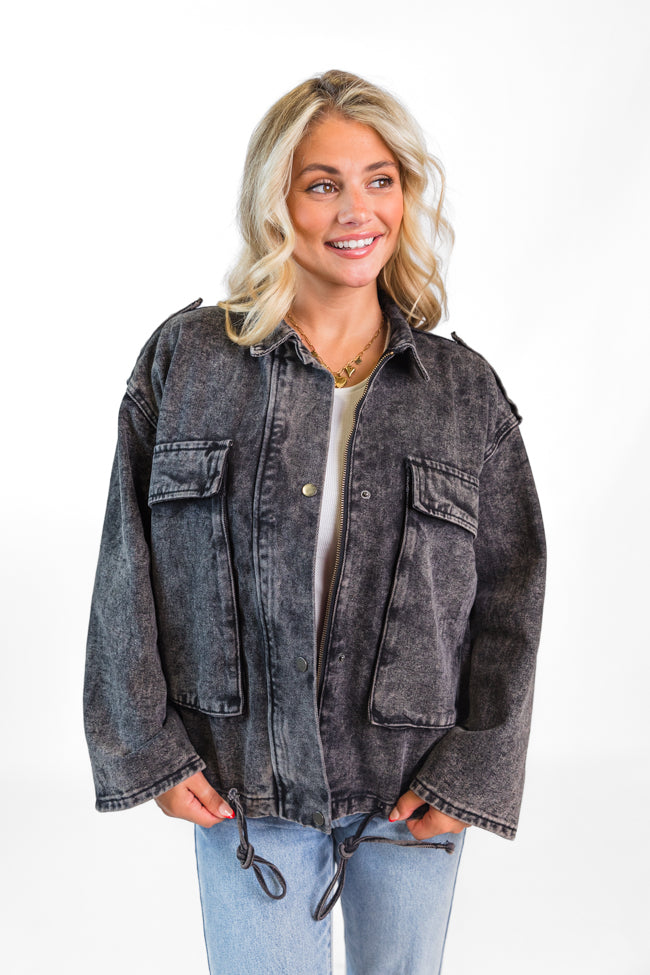 Mandie Washed Black Denim Jacket Cheap Sale Latest Collections