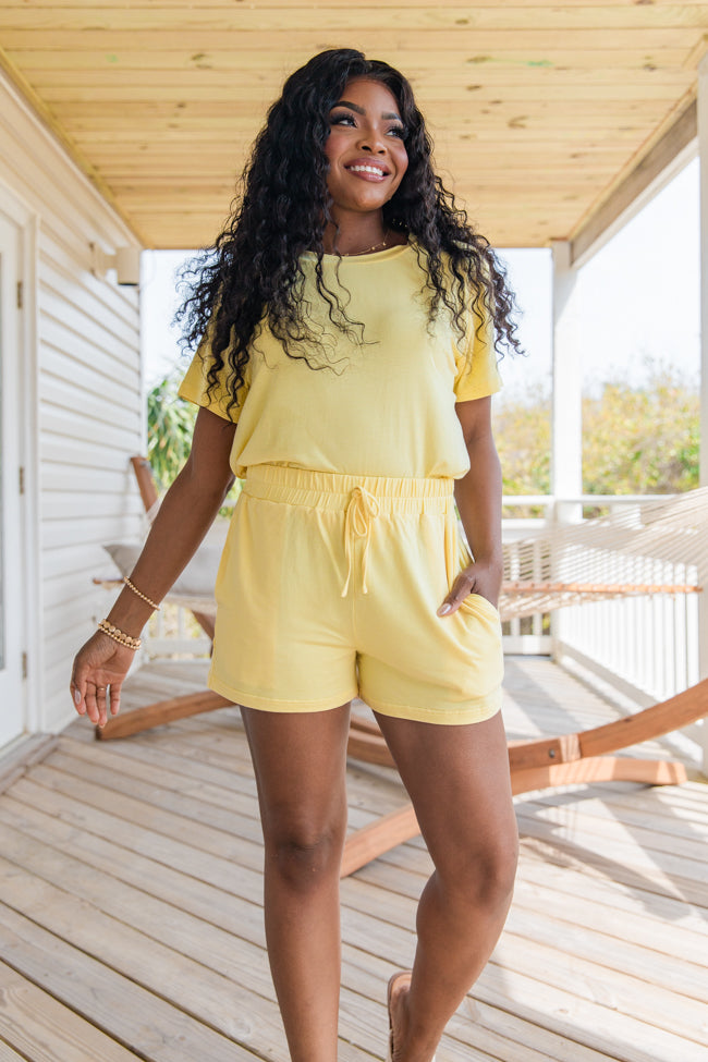 Over The Moon Yellow Lyocell Lounge Top Online Online High Quality