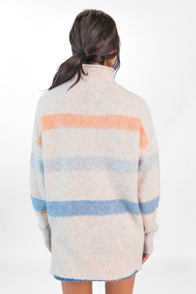 Stripe Up A Conversation Navy and Orange Turtleneck Sweater FINAL SALE Sale Manchester Great Sale