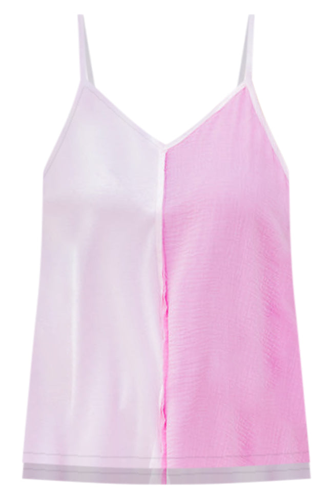 Feeling Great Pink Gauze and Knit Color Block Tank FINAL SALE Free Shipping For Sale