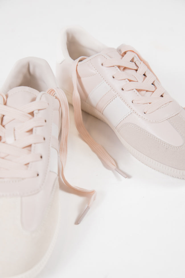 Presley Double Stripe Beige Leather Sneaker Sale View