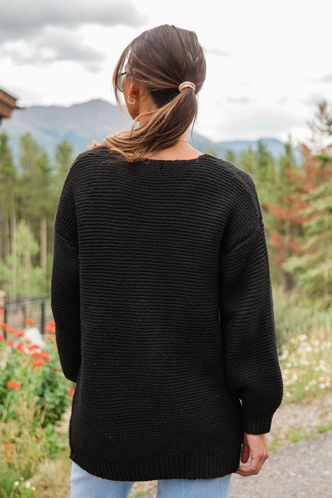 On My Mind Black Cable Knit Cardigan With Paypal