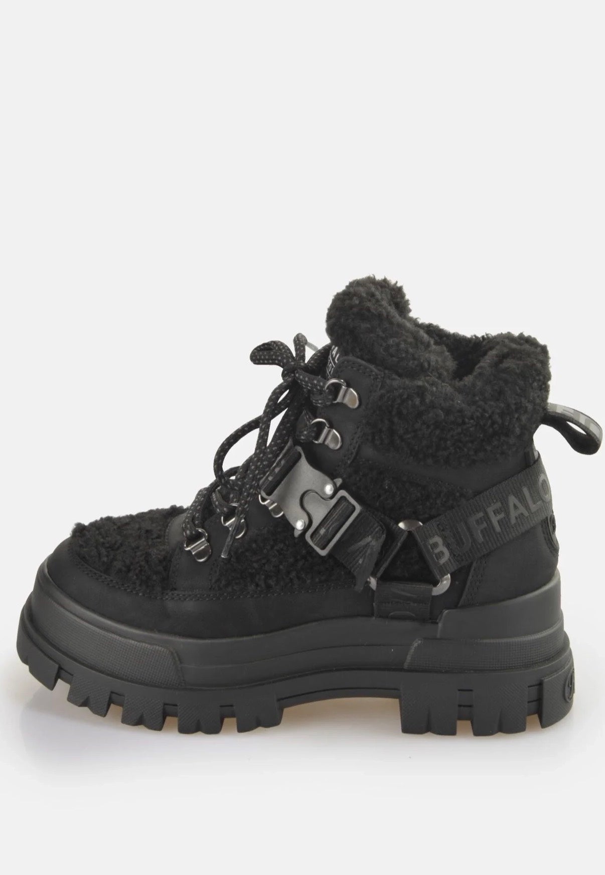 Buffalo - Aspha Com Mid Warm Vegan Nubuck/Fur Black - Girl Shoes Really Cheap Shoes Online