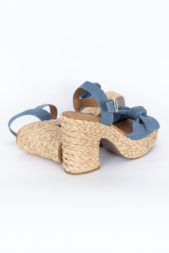 Kacey Chambray Bow Woven Heels Cheapest Pice Sale Online