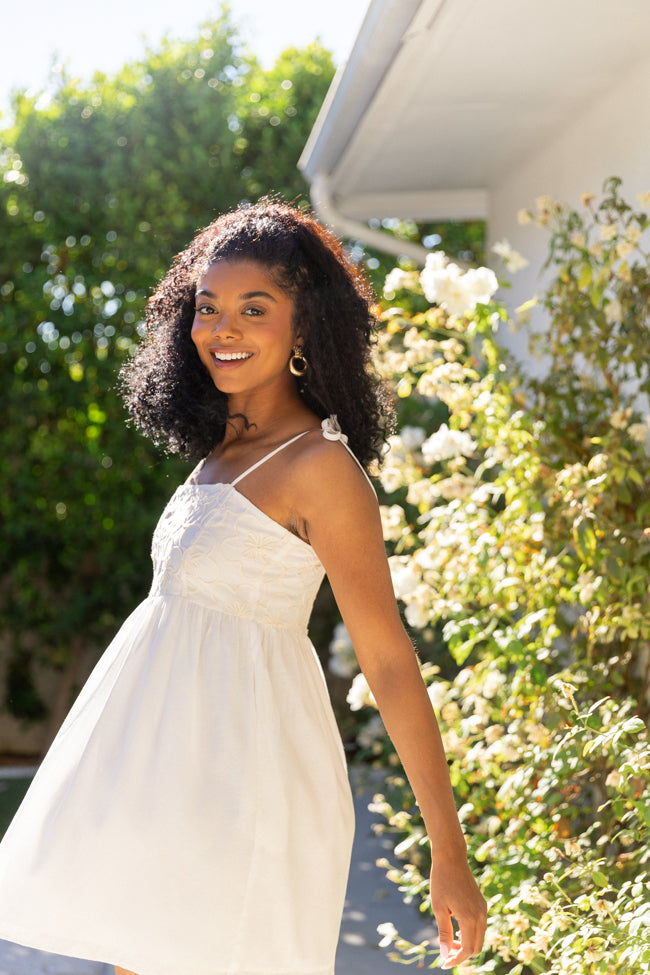 Blooming Confidence Ivory Embroidered Floral Dress Sale Exclusive