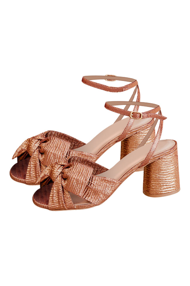 Ainsley Bronze Metallic Bow Tulle Heels FINAL SALE Sale Low Shipping Fee