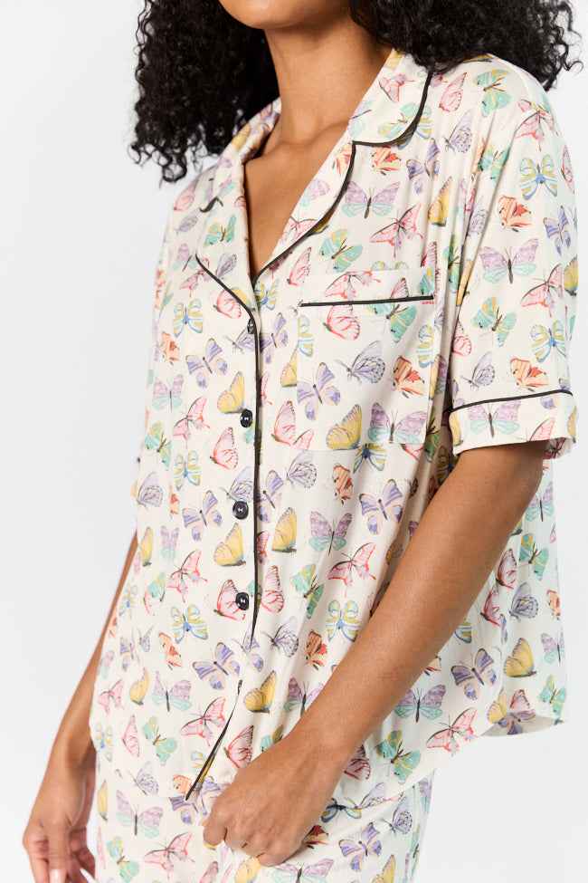 Good To Get Away Butterfly Short Sleeve Pajama Top How Much