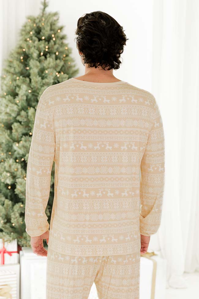 Snowy Days Men Beige and Ivory Fair Isle Pajama Top FINAL SALE Cheapest Cheap Online