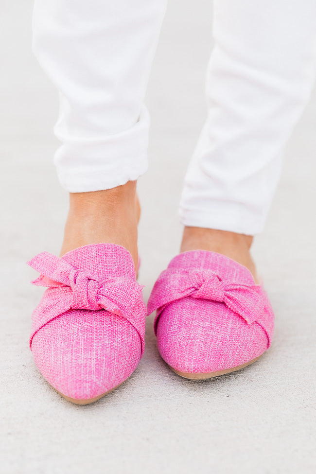 Audry Pink Tweed Bow Mule Flats FINAL SALE Cheap Sale Many Kinds Of