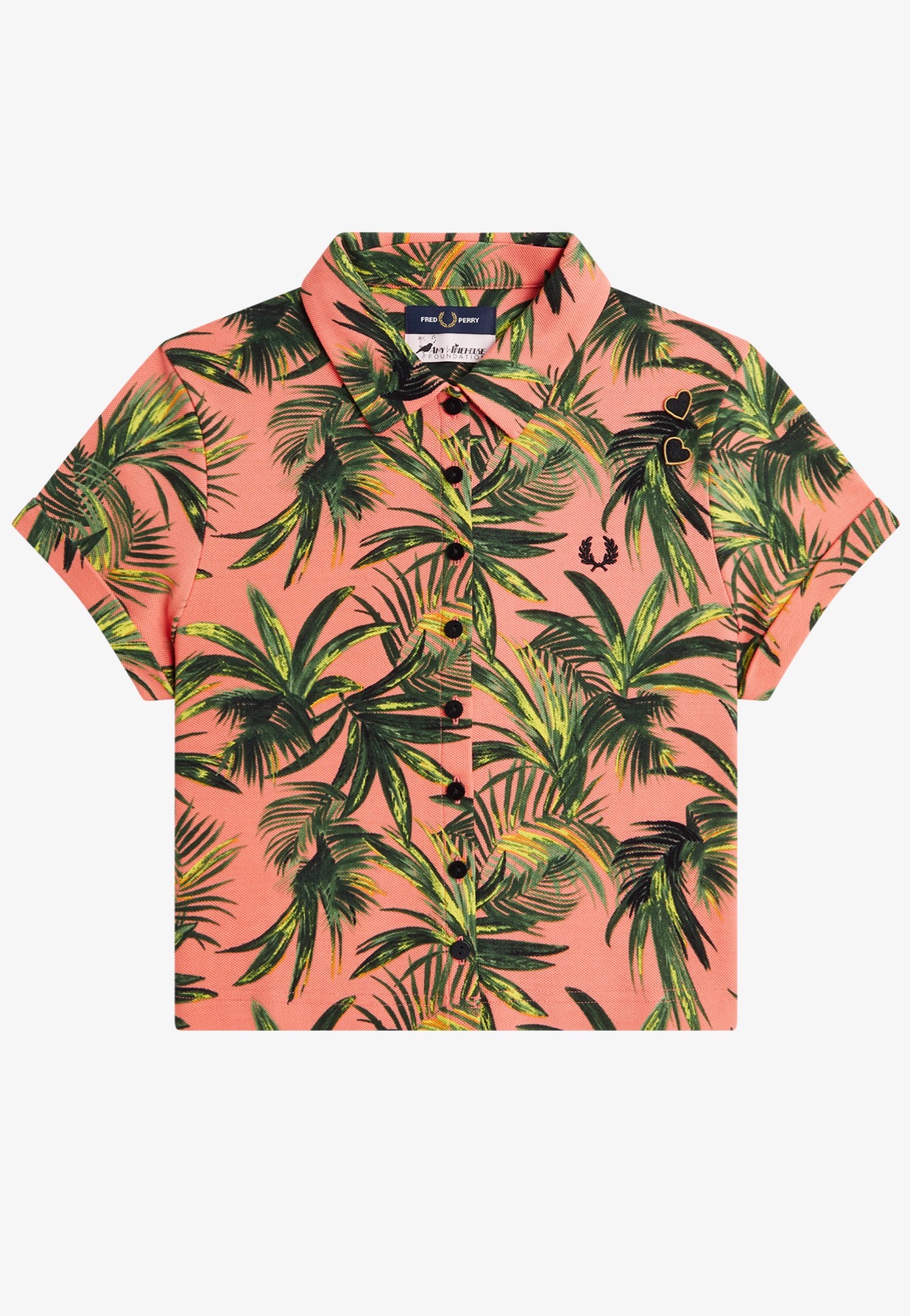 Fred Perry x Amy Winehouse - Palm Print Pique Coral Heat - Shirt Largest Supplier