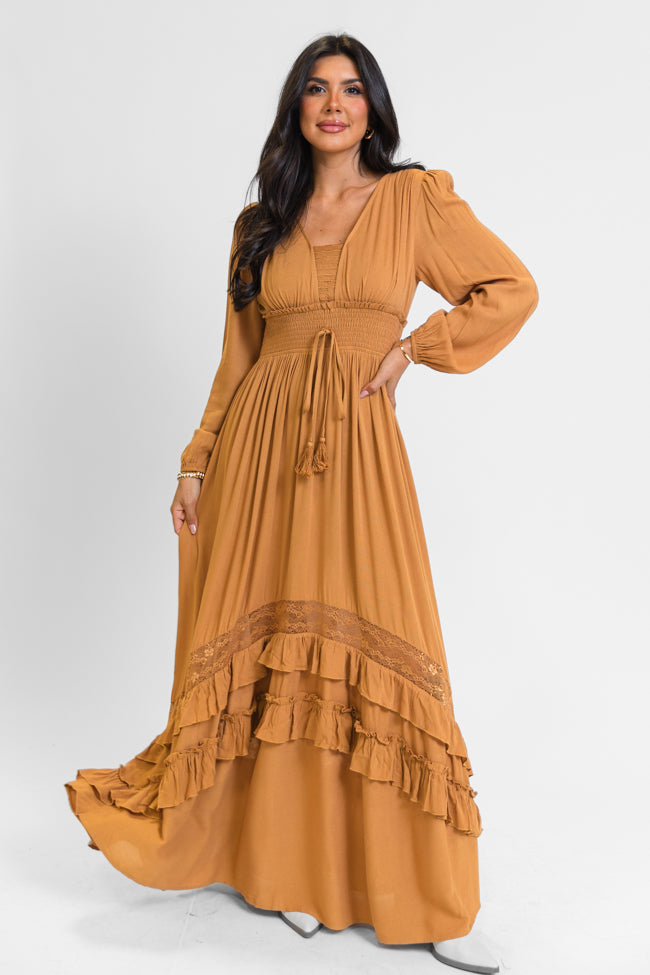 Lucky To Have You Camel Maxi Dress The Cheapest Cheap Online