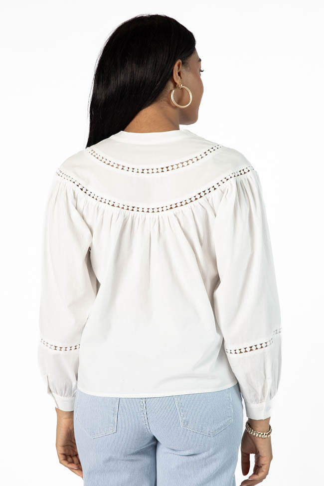 Memorable Moments Ivory Ladder Detail Long Sleeve Woven Blouse Big Sale Cheap Online