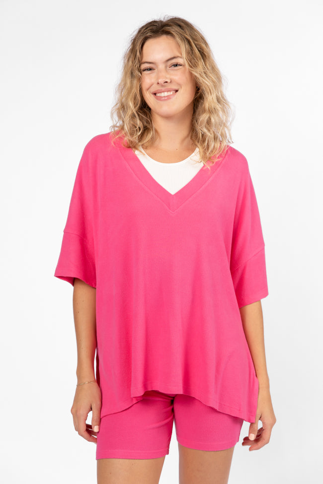 Love Me So Heather Hot Pink Ribbed Knit Set Get Authentic For Sale