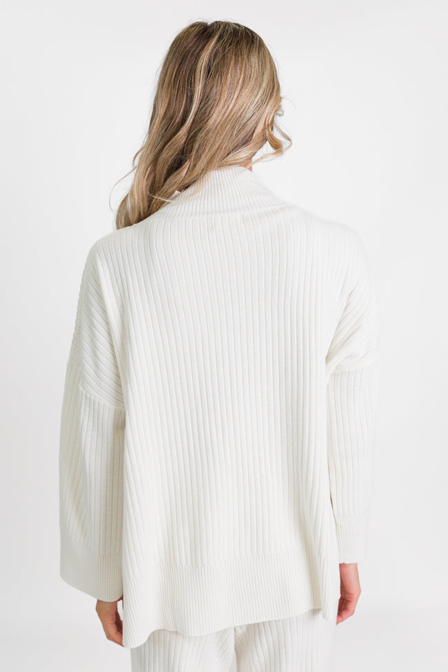 Good To Go Cream Mock Neck Ribbed Sweater Fashion Style Online