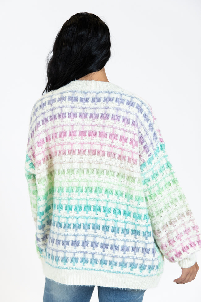 Have It All Cream Multi Color Waffle Cardigan SALE Sale Clearance