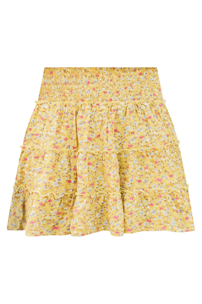 Through The Garden Yellow Floral Mini Skort How Much For Sale