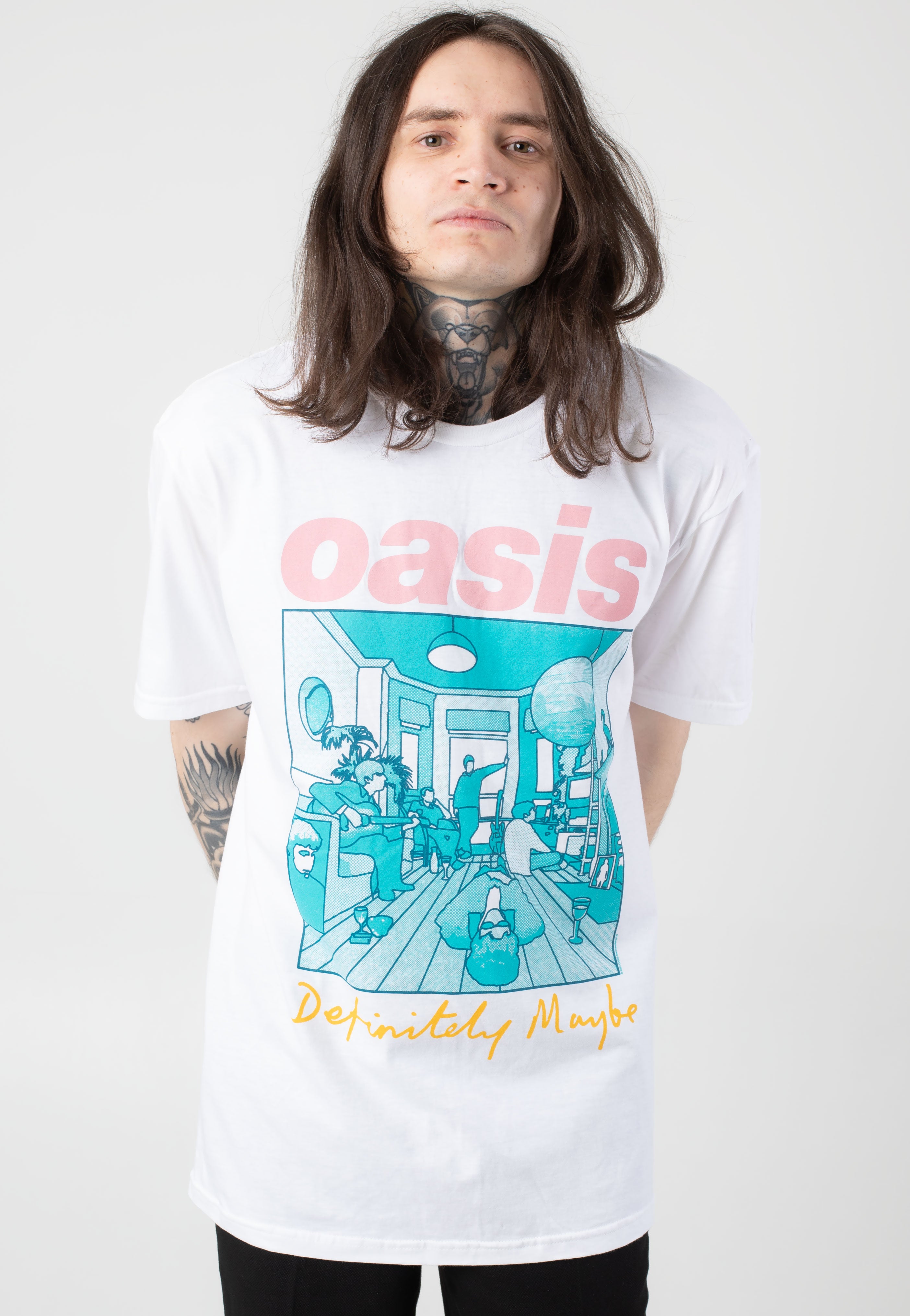 Oasis - Definitely Maybe Illustration Colour White - T-Shirt 100% Authentic Sale Online