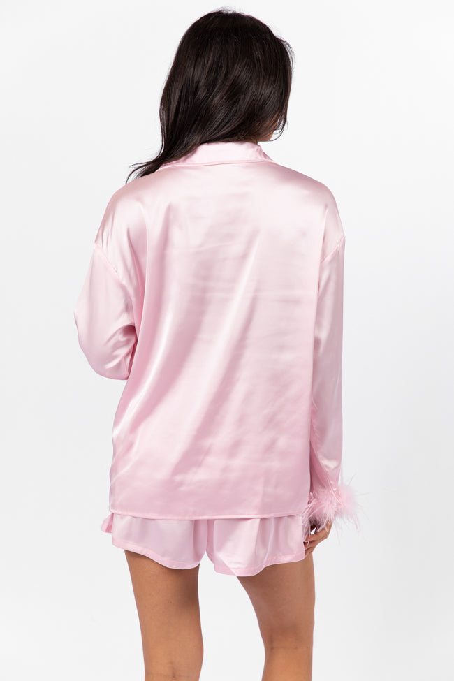 Early Riser Pale Pink Satin Pajama Top Cheap High Quality