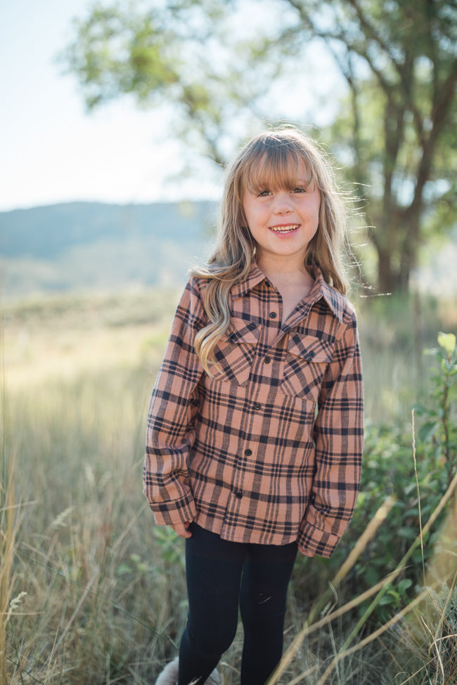 Kid's Nash Brown and Black Plaid Shirt