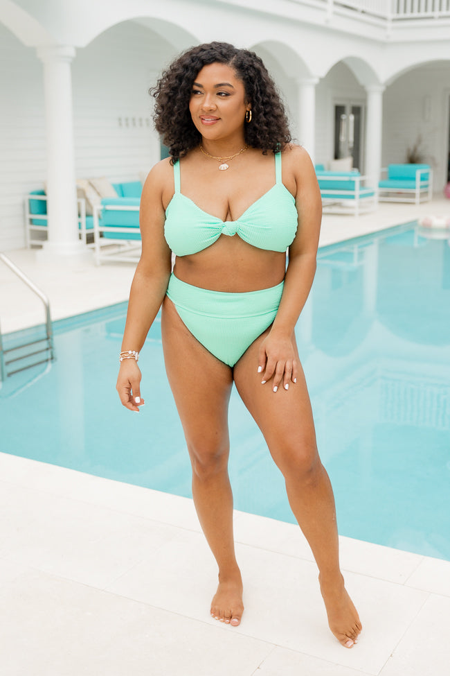 Coastal Kiss Mint High Waisted Bikini Bottoms FINAL SALE Cheap Sale Supply