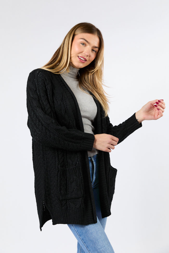 Sweet Nothings Black Chunky Cable Knit Cardigan Discount The Cheapest