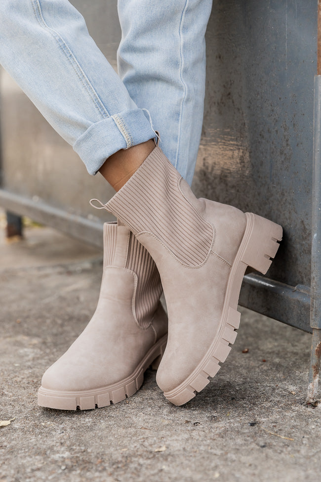 Jazzy Taupe Sock Style Booties FINAL SALE Clearance Recommend