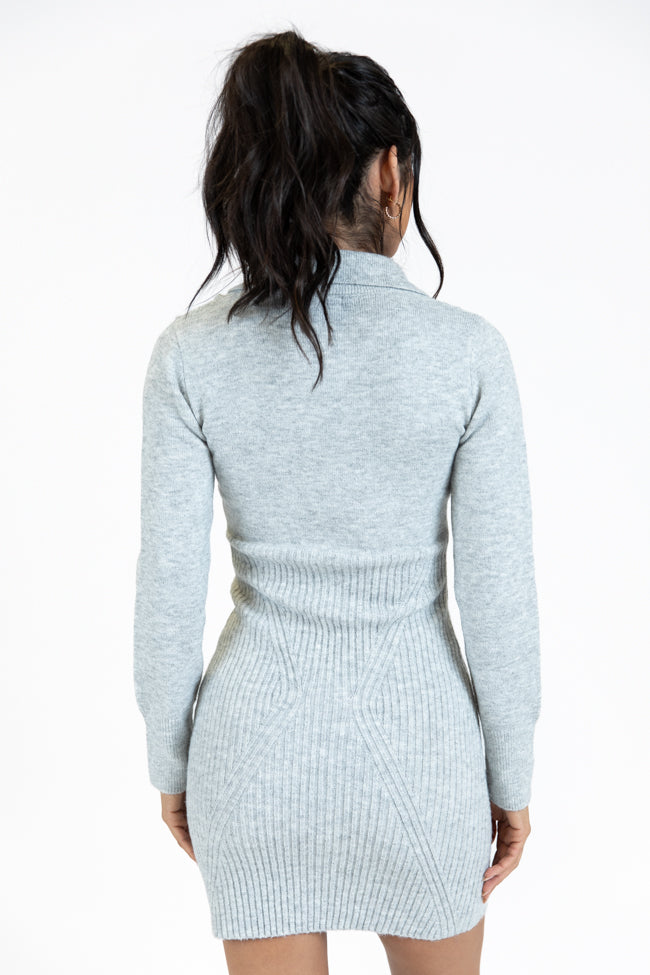 Taking Compliments Grey Quarter Zip Style Sweater Dress Countdown Package Cheap Online