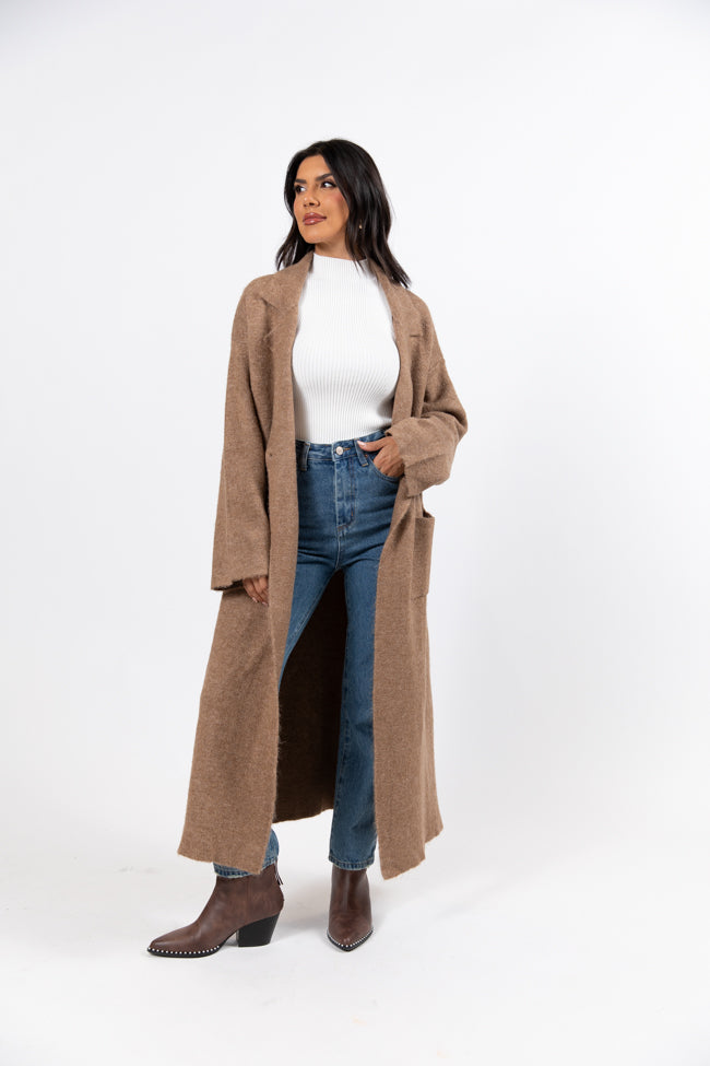 Greta Tan Sweater Coat Free Shipping With Mastercard