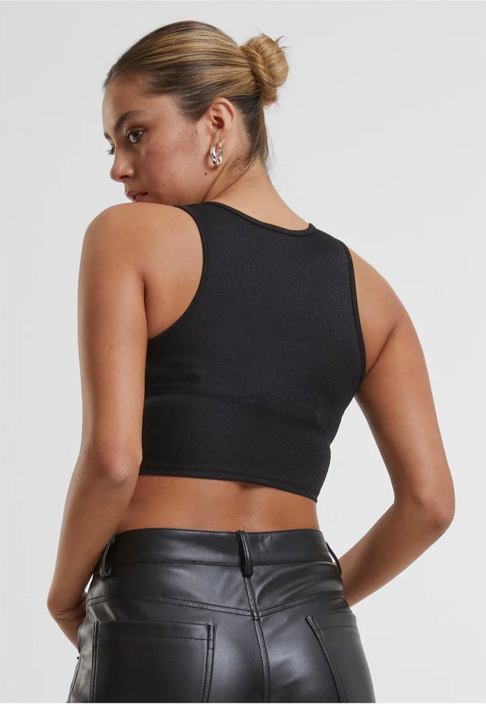 Urban Classics - Ladies Glitter Cropped Black - Top Looking For Sale Online