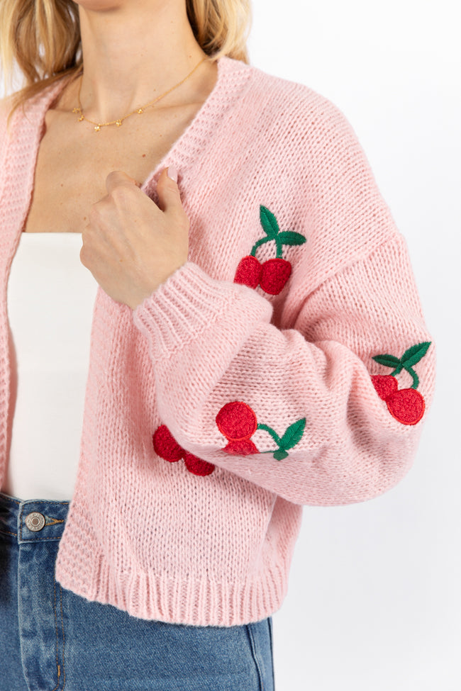 Cherry Picking Pink Embroidered Cardigan With Paypal Cheap Pice