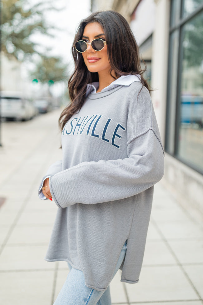 Why Don't We Go To Nashville Grey Sweater FINAL SALE