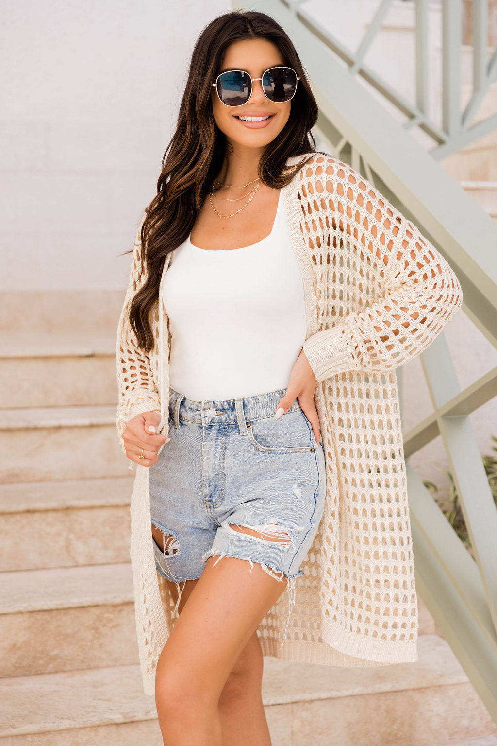 Let It Slide Beige Crochet Cardigan Cheap New Styles