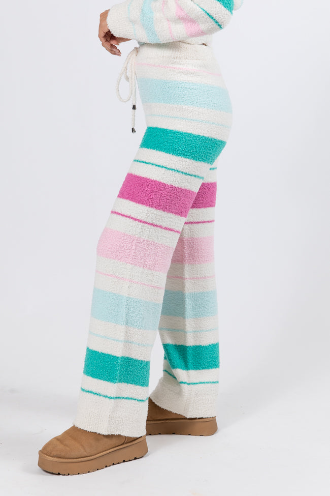 Heart On The Line Multi Striped Fuzzy Lounge Pants Buy Cheap Explore