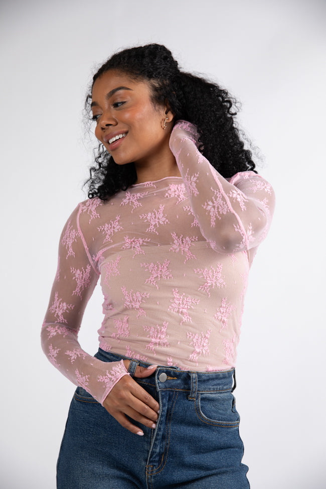 Speak Your Truth Pink Long Sleeve Layering Blouse FINAL SALE Factory Outlet For Sale