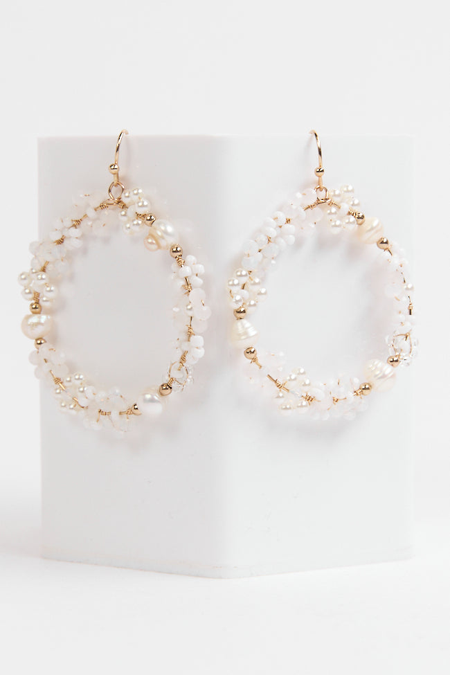 White Daisy Hoop Earrings Cheap Good Selling