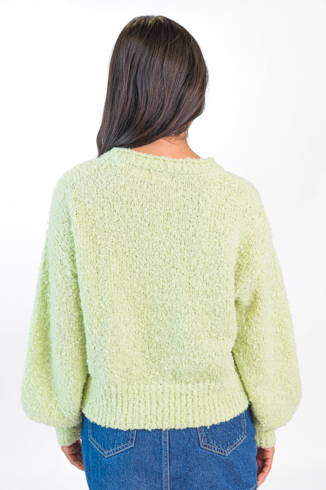 Longer Nights Lime Fuzzy Pocketed Sweater FINAL SALE Cheapest Pice Sale Online