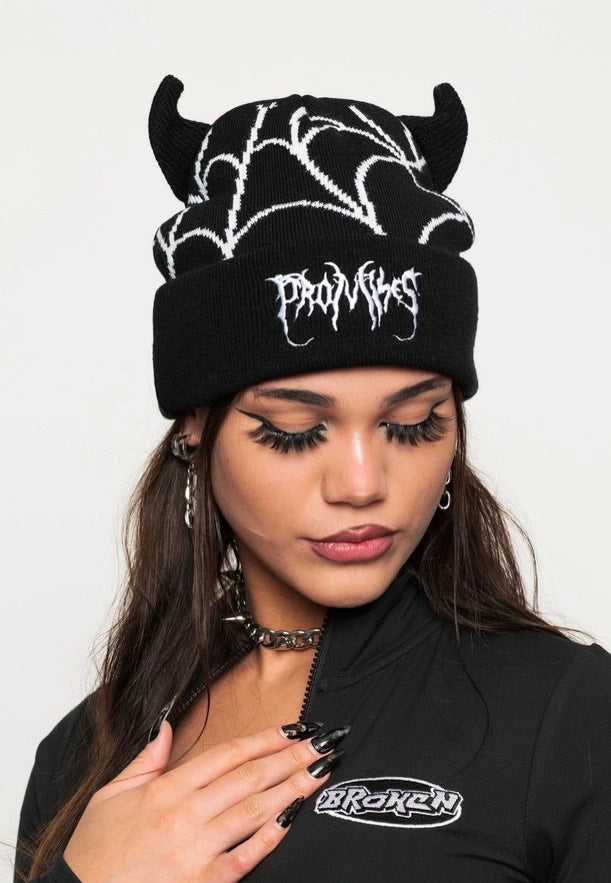 Broken Promises - Spiderweb Devil Horn Black - Beanie Sale Lowest Pice