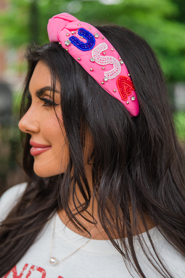 Pink USA Headband FINAL SALE Sale Online Online